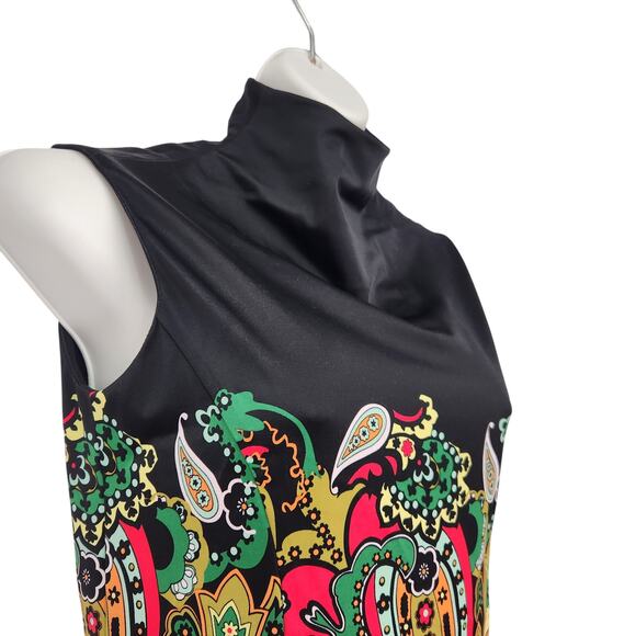 NWT Jude Connally Betty Festive Paisley Black Mock Neck Sleeveless Dress Women S - Picture 8 of 11